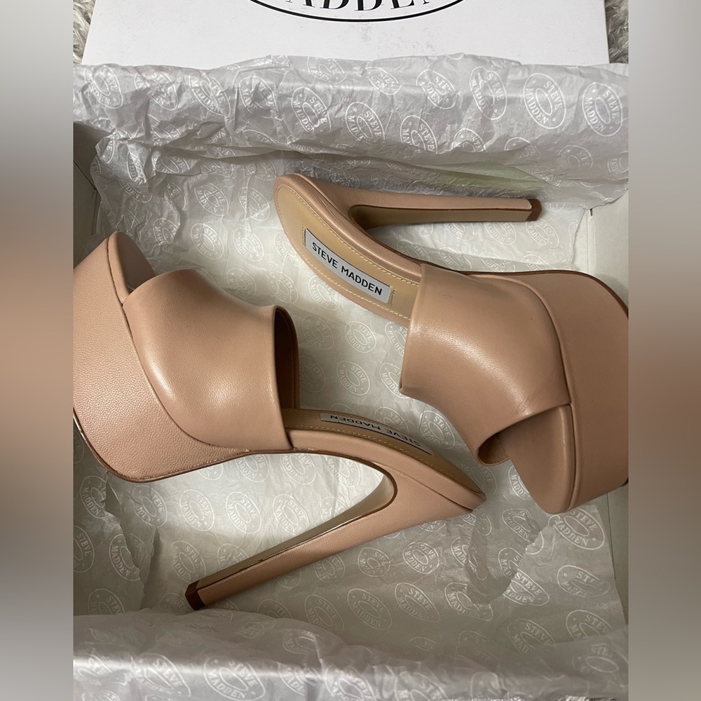 Steve Madden Blush Nude Platform Slide Heels